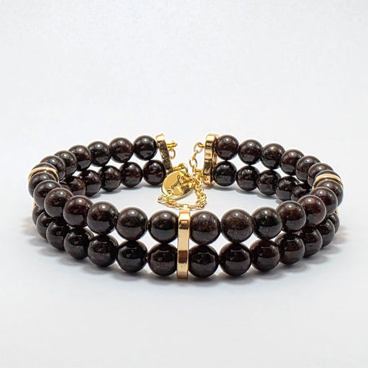 Garnet 6mm Double Strand Bracelet