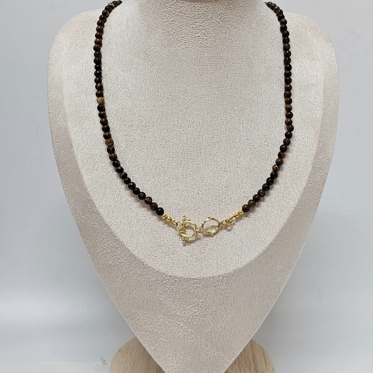 Brown Tiger’s Eye & Sunstone Necklace- Aurora
