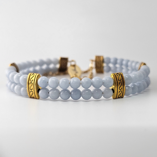 Angelite 4mm Double Strand Bracelet