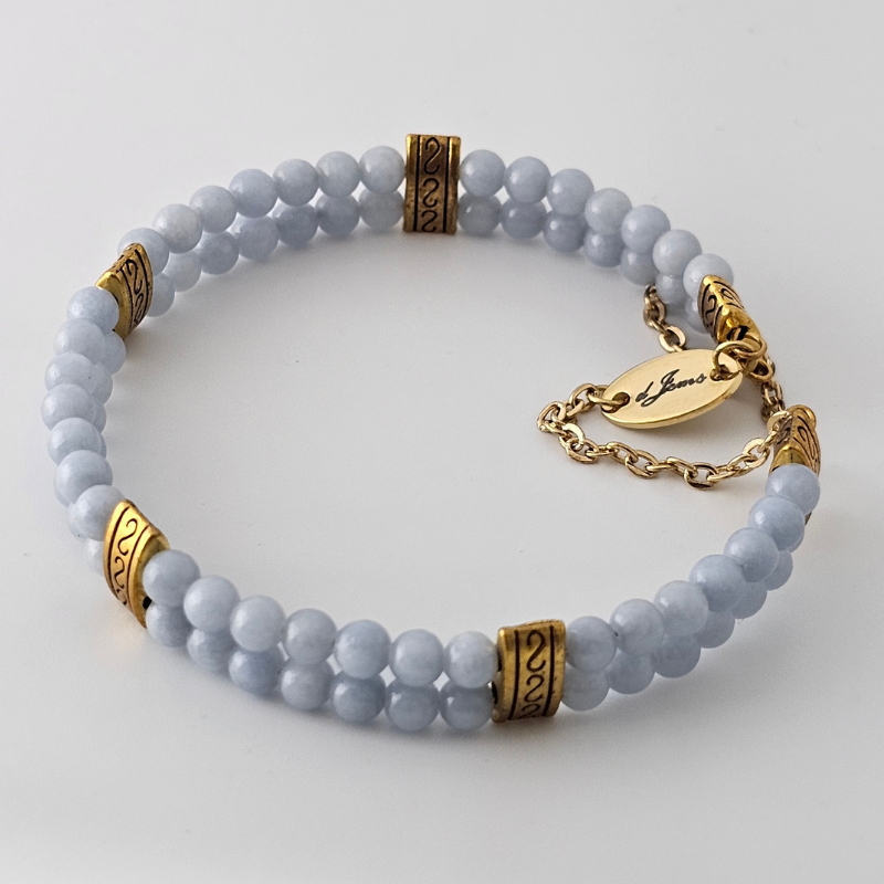 Angelite 4mm Double Strand Bracelet