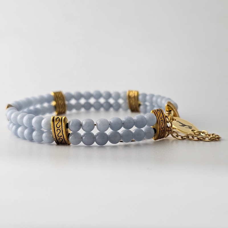 Angelite 4mm Double Strand Bracelet