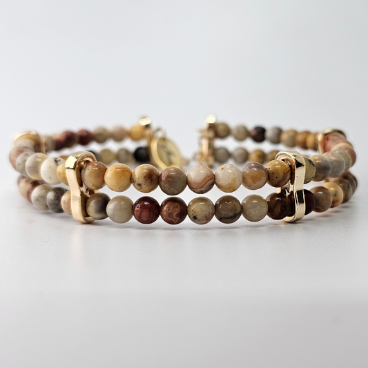 Crazy Lace Agate 4mm Double Strand Bracelet