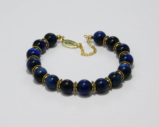 Blue Tiger's Eye Bracelet with Spacers
