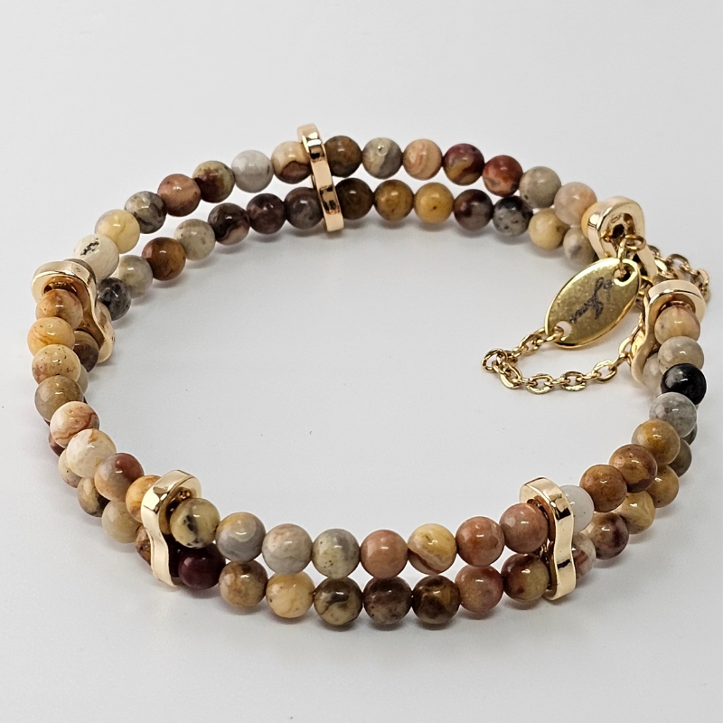 Crazy Lace Agate 4mm Double Strand Bracelet