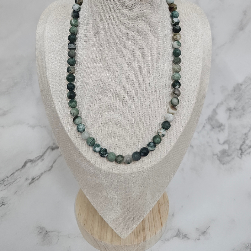 Matte Tree Agate Necklace - Artemis