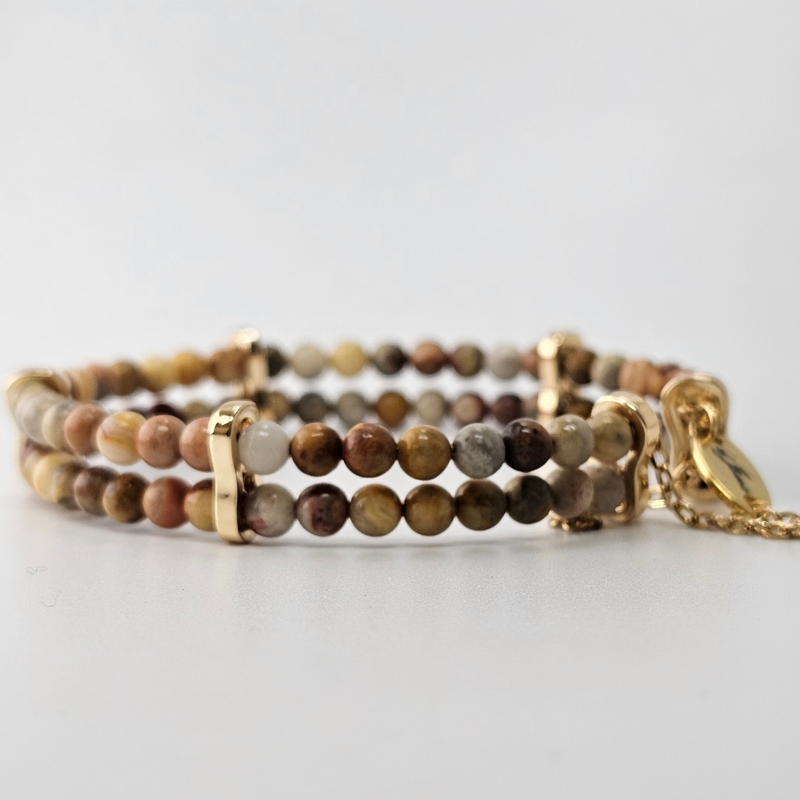 Crazy Lace Agate 4mm Double Strand Bracelet