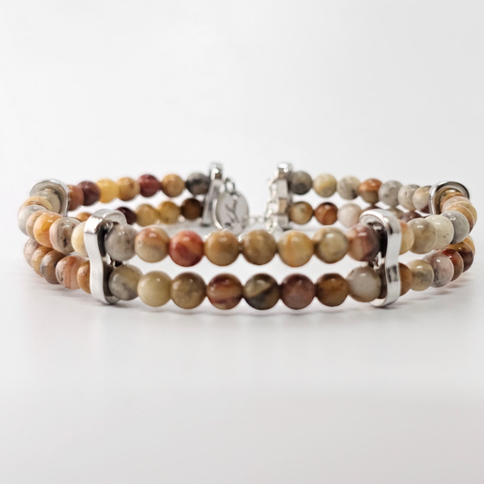 Crazy Lace Agate 4mm Double Strand Bracelet