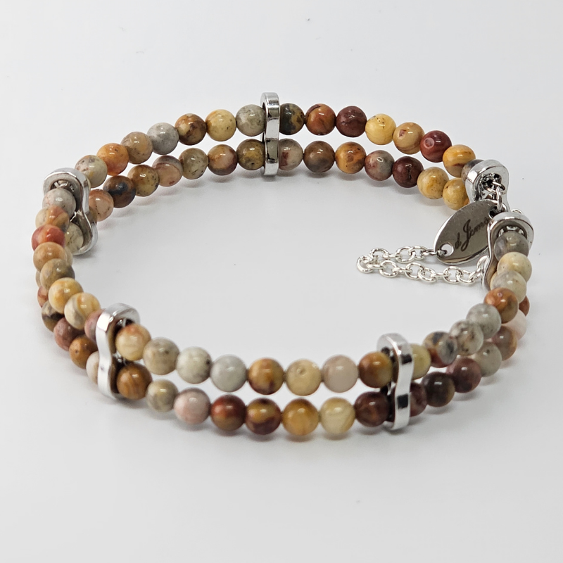 Crazy Lace Agate 4mm Double Strand Bracelet
