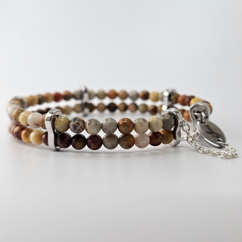 Crazy Lace Agate 4mm Double Strand Bracelet