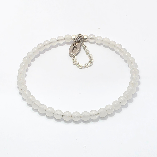 White Jade 4mm Single Strand Bracelet