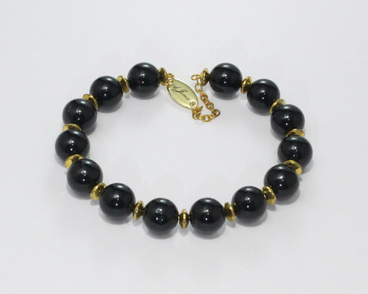 Black Tourmaline Bracelet with Spacers