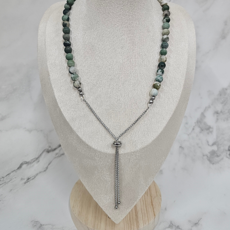 Matte Tree Agate Necklace - Artemis
