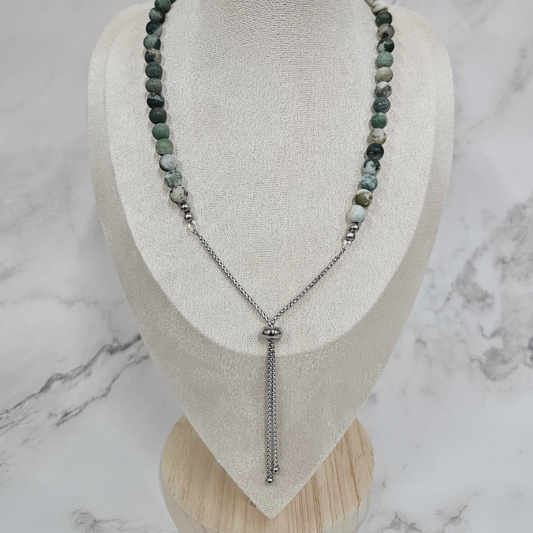 Matte Tree Agate Necklace - Artemis