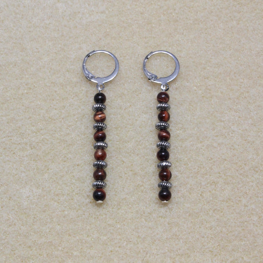 Red Tiger's Eye Dangle Earrings