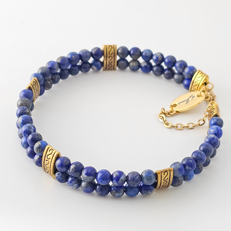 Lapiz Lazuli 4mm Double Strand Bracelet