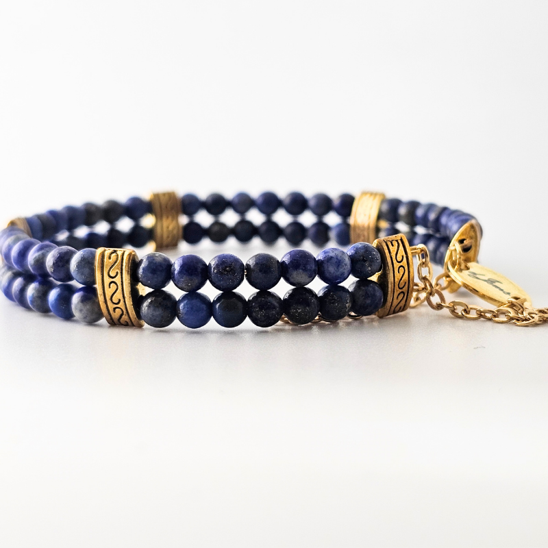 Lapiz Lazuli 4mm Double Strand Bracelet