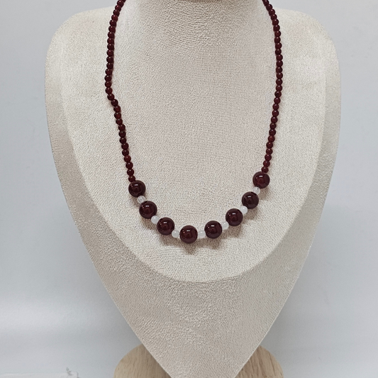 Carnelian & White Jade Necklace- Aurora