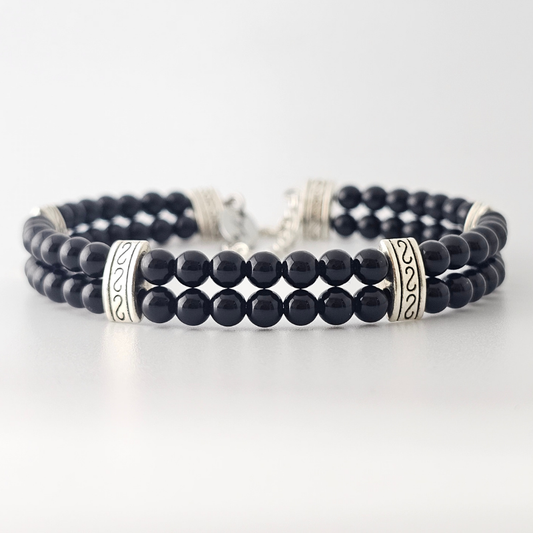 Black Onyx 4mm Double Strand Bracelet