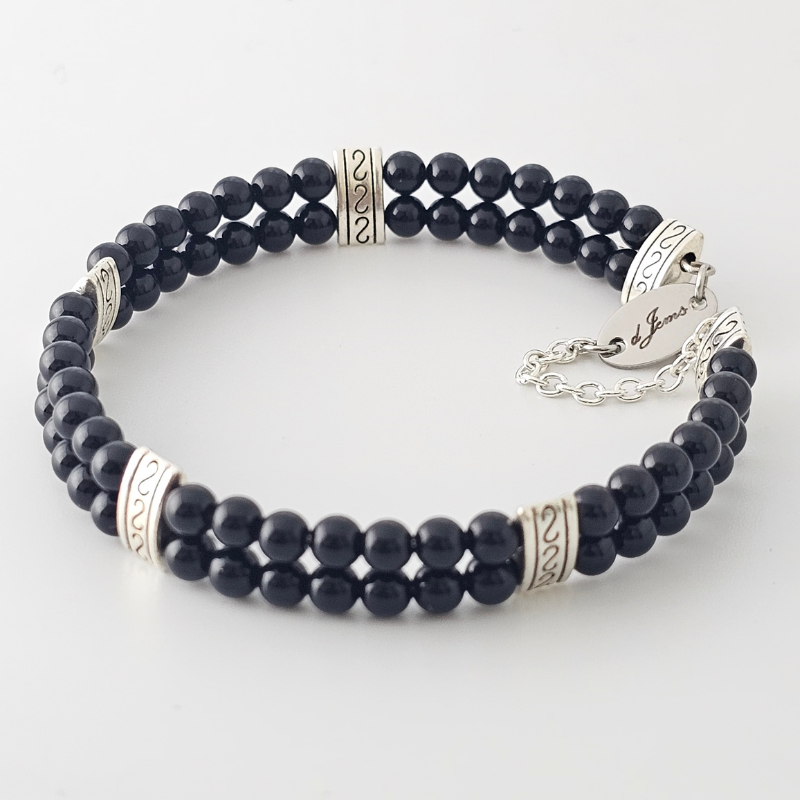 Black Onyx 4mm Double Strand Bracelet
