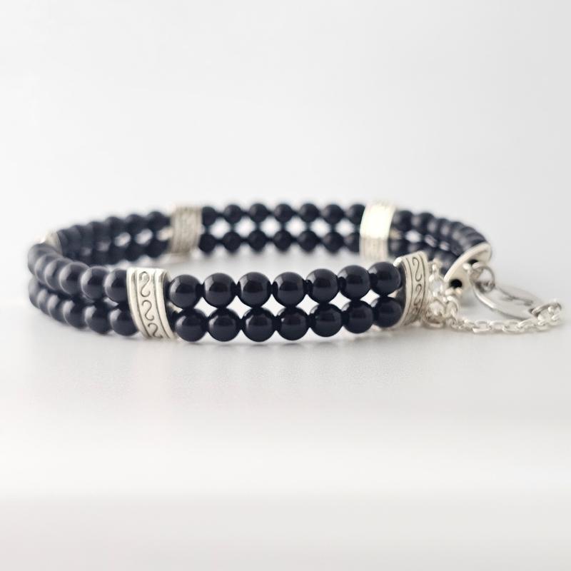 Black Onyx 4mm Double Strand Bracelet