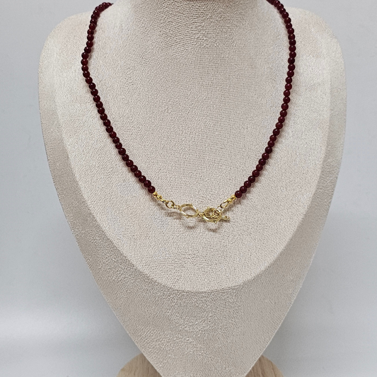 Carnelian & White Jade Necklace- Aurora