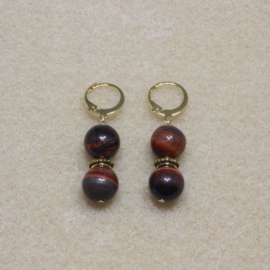 Red Tiger's Eye Drop Earrings | dJems