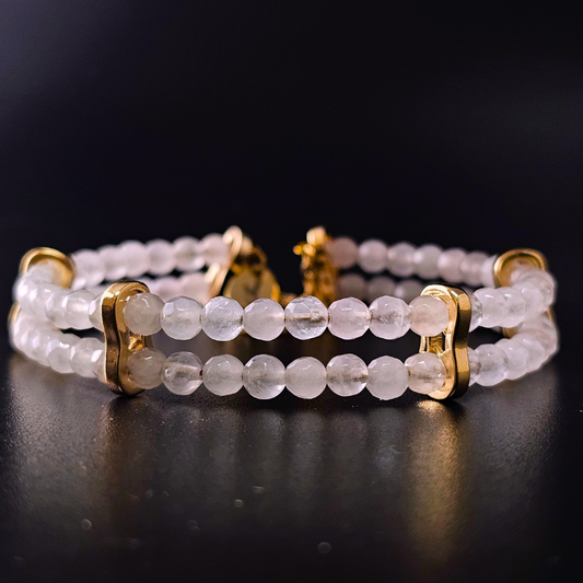 Rose Quartz Faceted 4mm Double Strand Bracelet