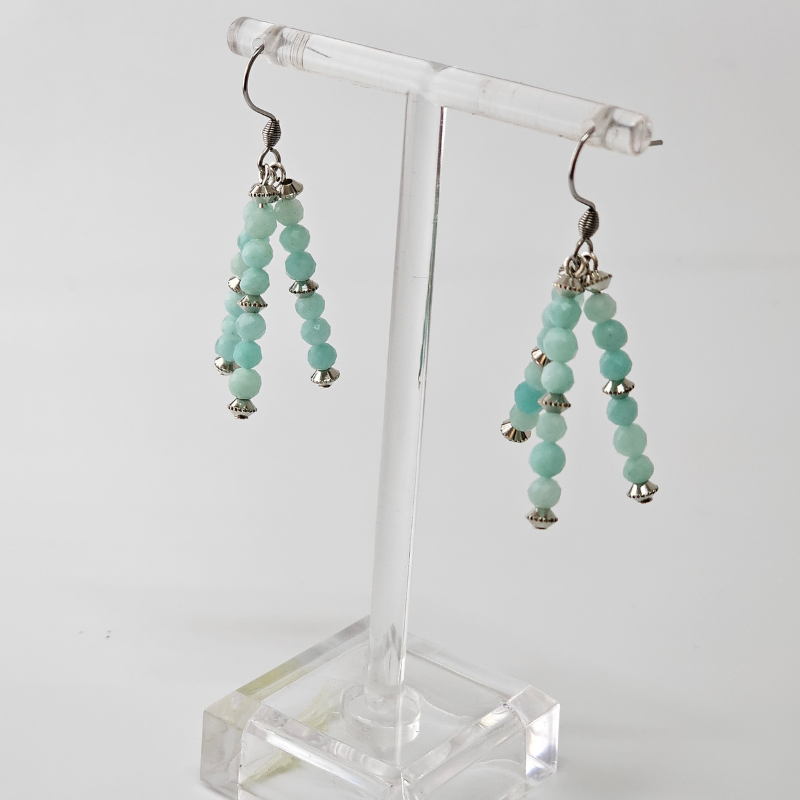 Amazonite Triple Strand Dangle- Silver
