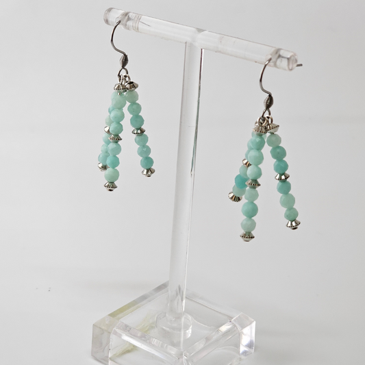 Amazonite Triple Strand Dangle- Silver