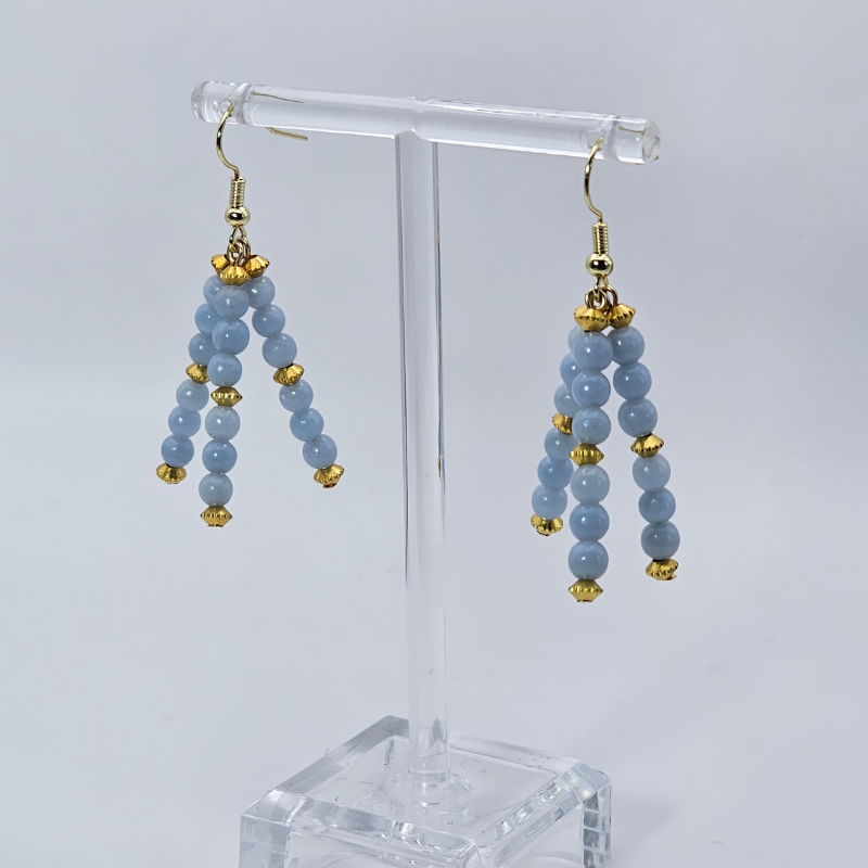 Angelite Triple Strand Dangle- Gold