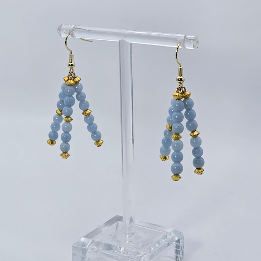 Angelite Triple Strand Dangle- Gold