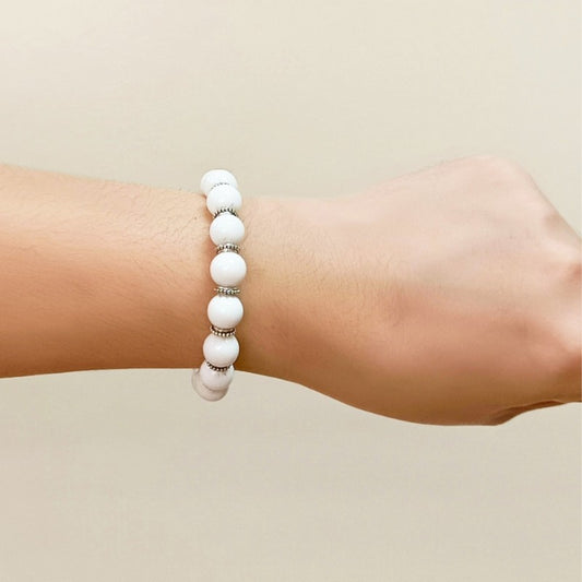 White Angelite Bracelet with Spacers