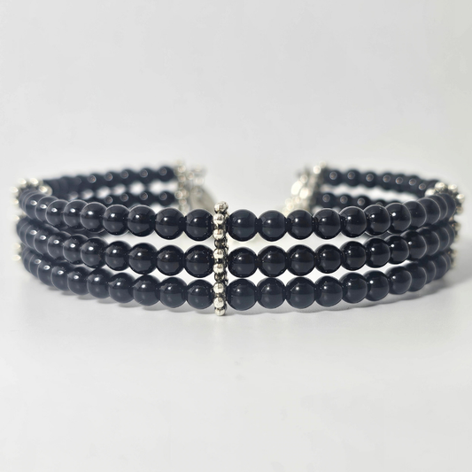 Black Onyx 4mm Triple Strand Bracelet