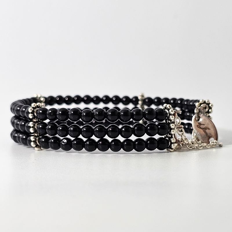 Black Onyx 4mm Triple Strand Bracelet
