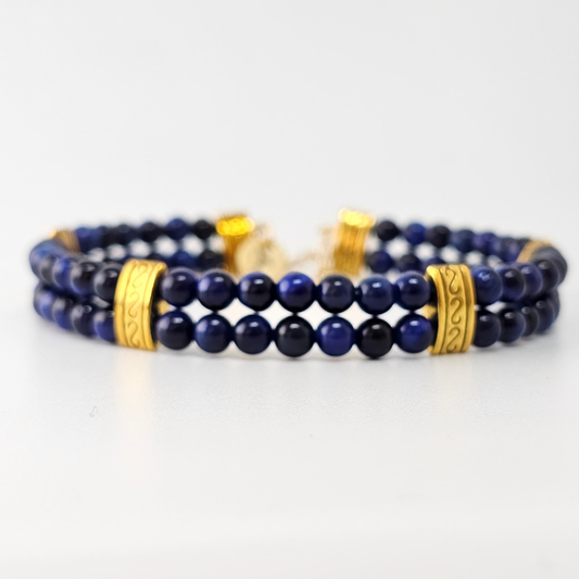 Blue Tiger's Eye 4mm Double Strand Bracelet