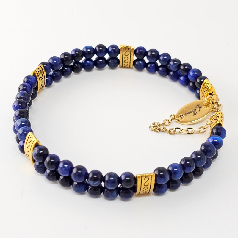 Blue Tiger's Eye 4mm Double Strand Bracelet