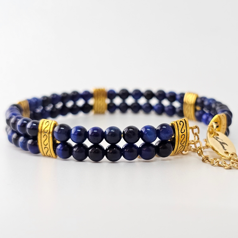 Blue Tiger's Eye 4mm Double Strand Bracelet
