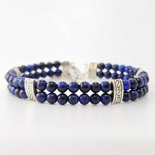 Blue Tiger's Eye 4mm Double Strand Bracelet