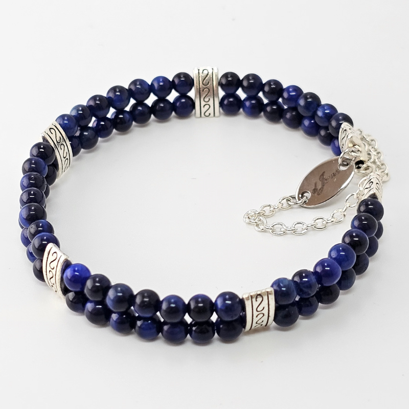 Blue Tiger's Eye 4mm Double Strand Bracelet