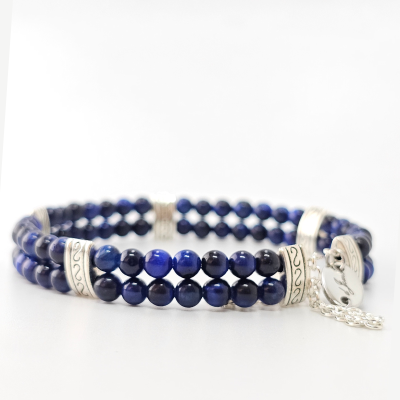 Blue Tiger's Eye 4mm Double Strand Bracelet