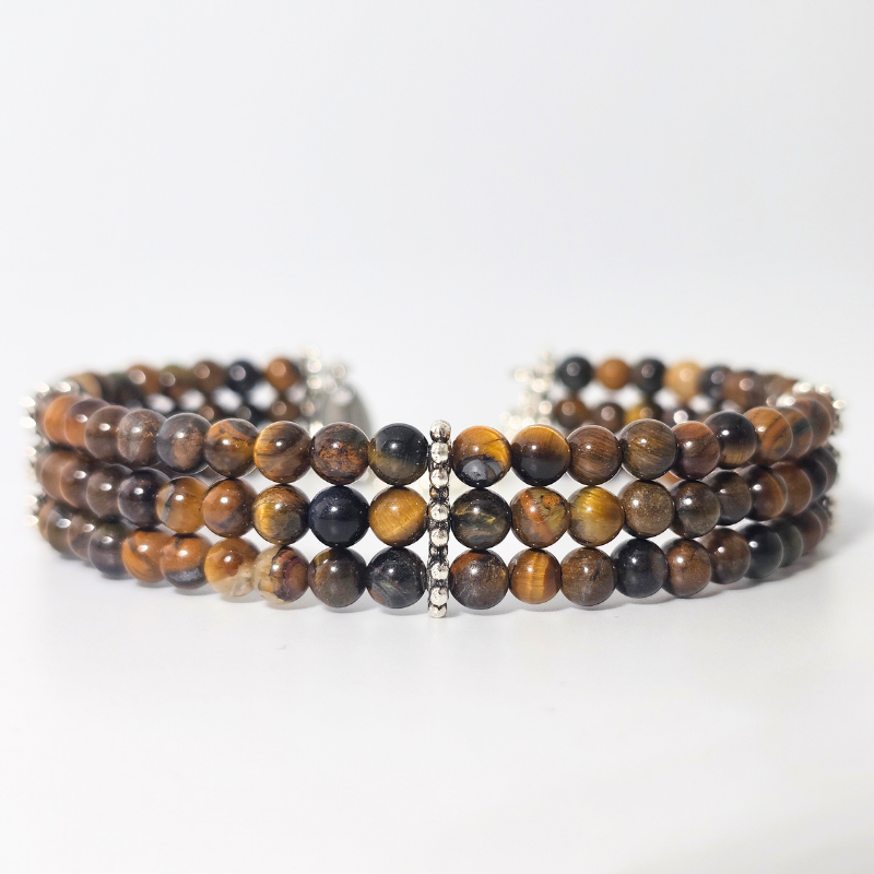 Brown Tiger's Eye 4mm Triple Strand Bracelet