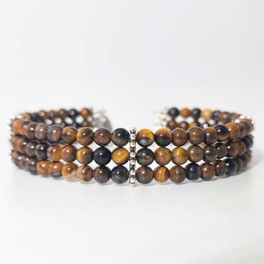 Brown Tiger's Eye 4mm Triple Strand Bracelet