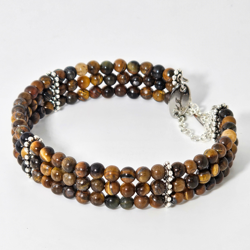 Brown Tiger's Eye 4mm Triple Strand Bracelet