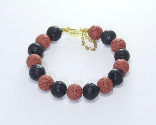 Black & Red Lava Rock Bracelet