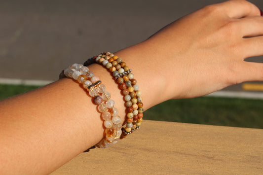 Crazy Lace Agate 4mm Triple Strand Bracelet