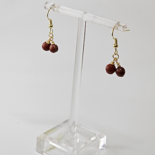 Red Jasper Drop Earrings- Silver