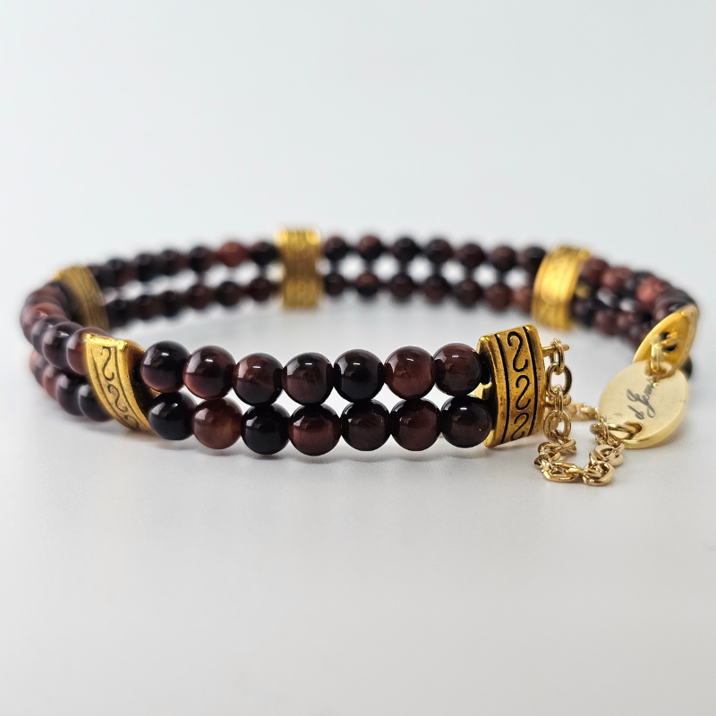Red Tiger's Eye 4mm Double Strand Bracelet