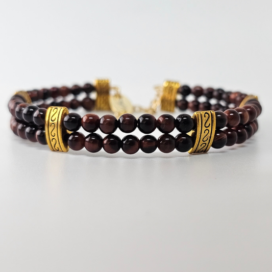 Red Tiger's Eye 4mm Double Strand Bracelet