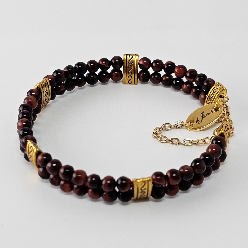Red Tiger's Eye 4mm Double Strand Bracelet