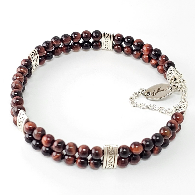 Red Tiger's Eye 4mm Double Strand Bracelet